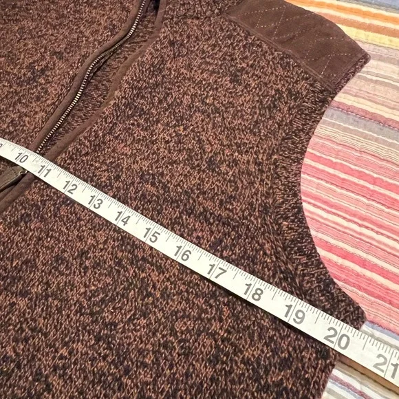 CREMIEUX Mens Brown Speckled Wool Knit Full Zip Mock Neck Vest Size M - Picture 6 of 7